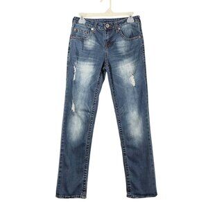 True Religion 28 x 29 Girl's Slim Straight Distressed Jean Good Cond - Size 18